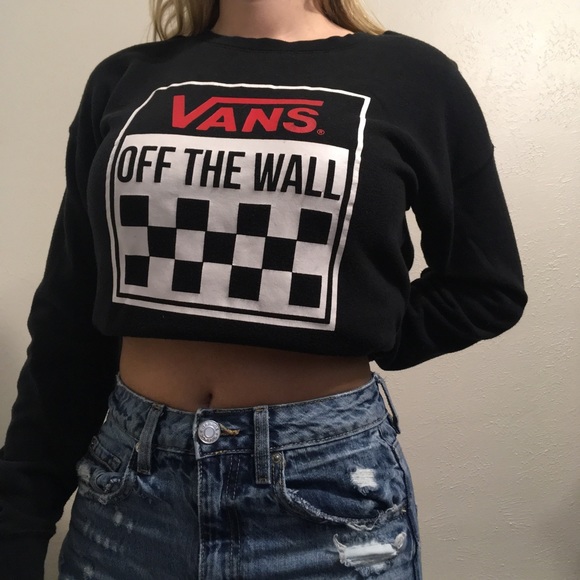 Vans Sweaters - WOMENS BLACK VANS CHECKERED SWEATSHIRT SIZE SMALL